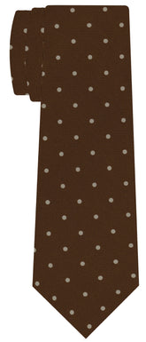 Off-White on Chocolate Print Dot Silk Tie MCDT-33